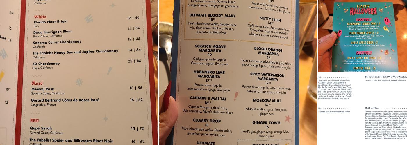 Goofy's Kitchen Menu