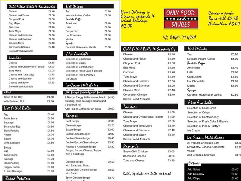 Only Food & Sauces Menu