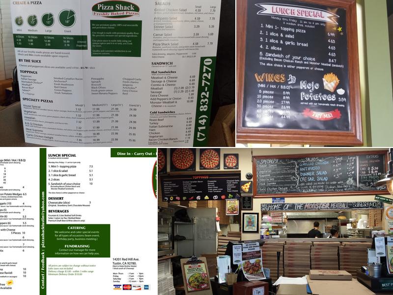 Pizza Shack Tustin Menu