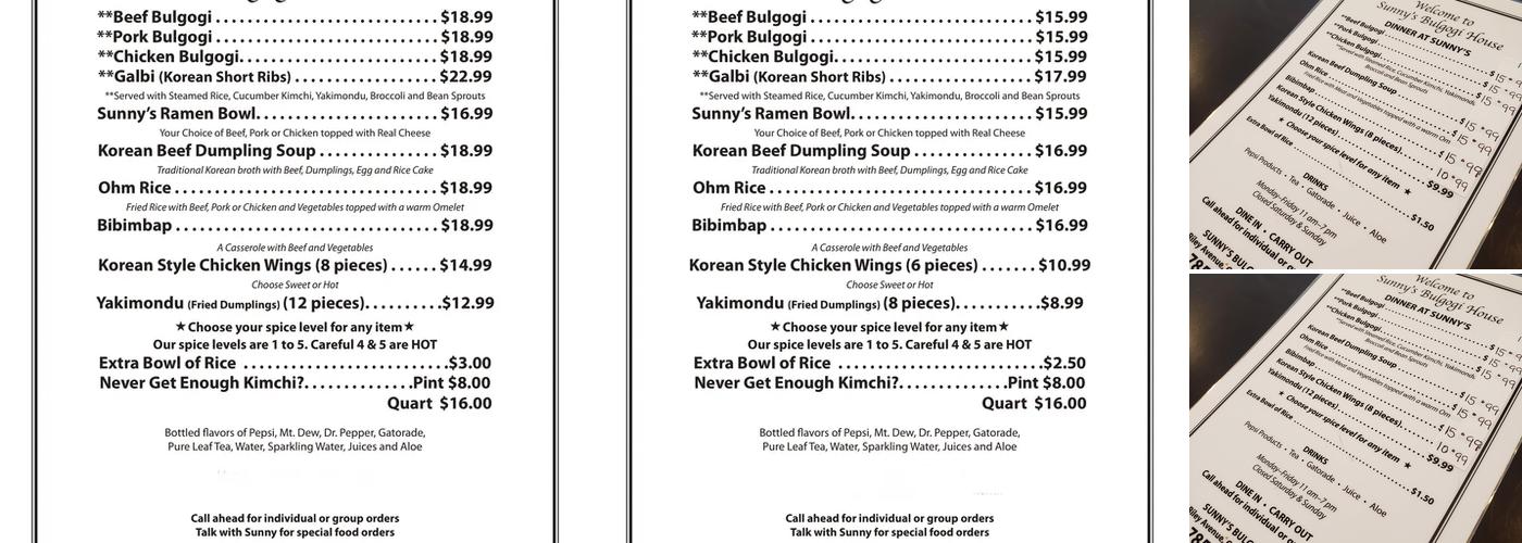 Sunny’s Bulgogi House Menu
