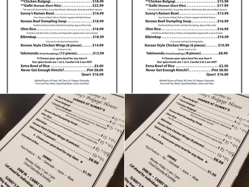 Sunny’s Bulgogi House Menu
