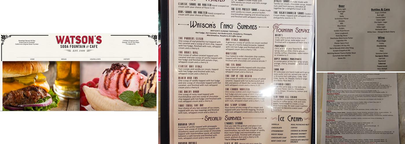 Watson's Soda Fountain & Cafe Menu