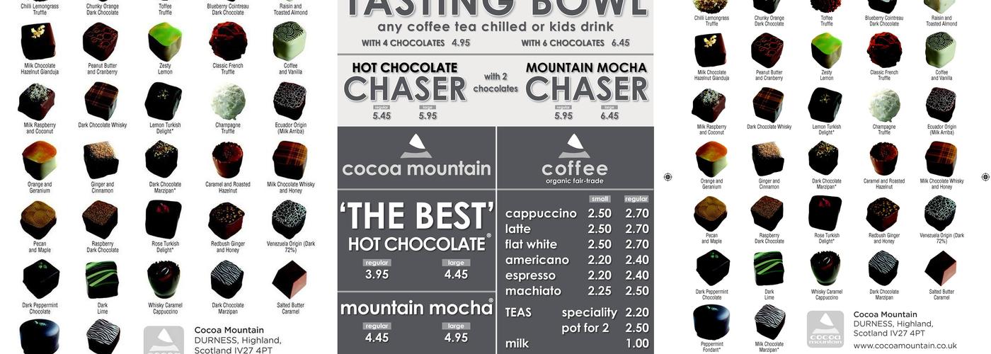 Cocoa Mountain Balnakeil Menu