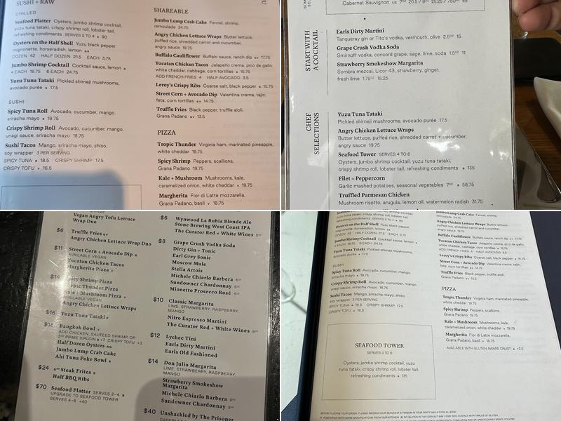 Earls Kitchen + Bar Menu