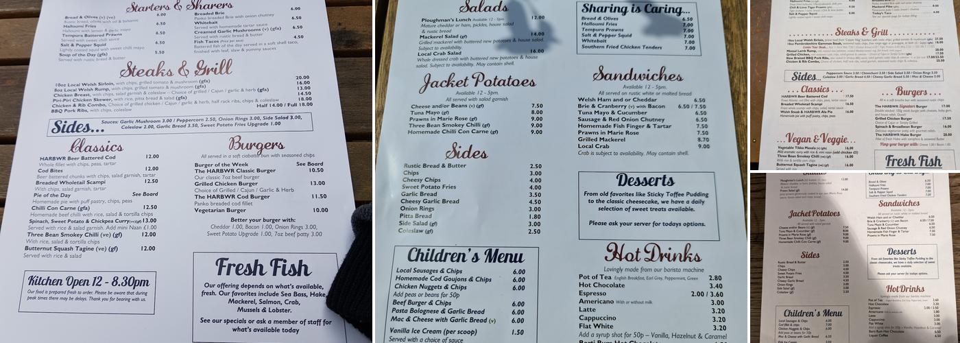 HARBWR Bar & Kitchen Menu