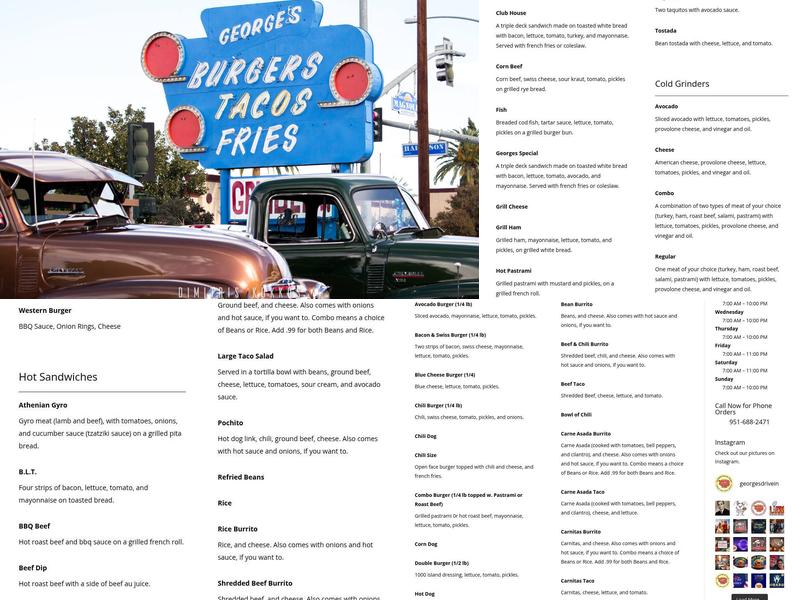 George's Drive-In Menu
