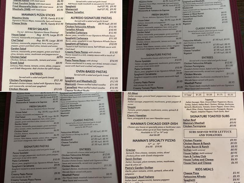 Mamma Antonia's Menu