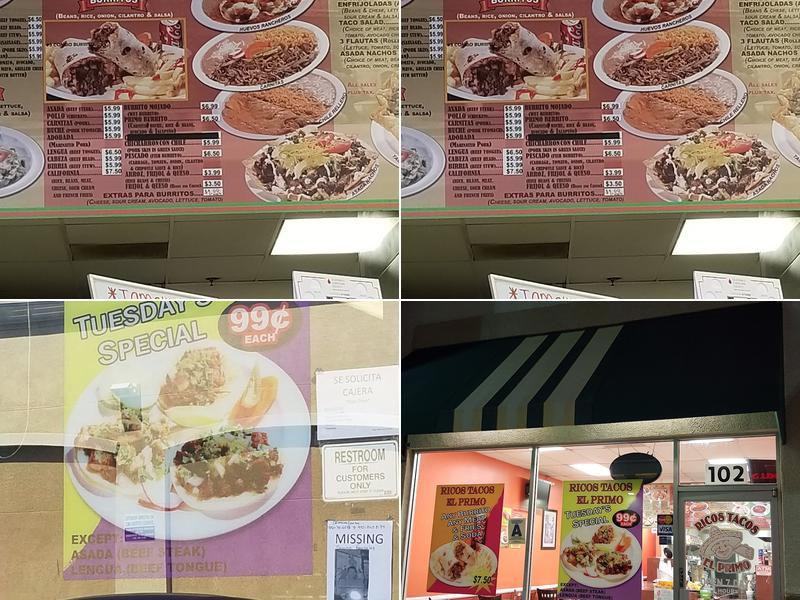 Ricos Tacos El Primo Menu