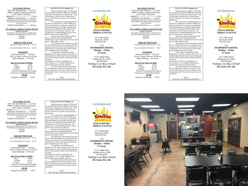 Knackies Meats & Sweets Menu