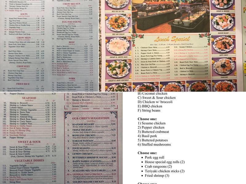 Panda Buffet Menu