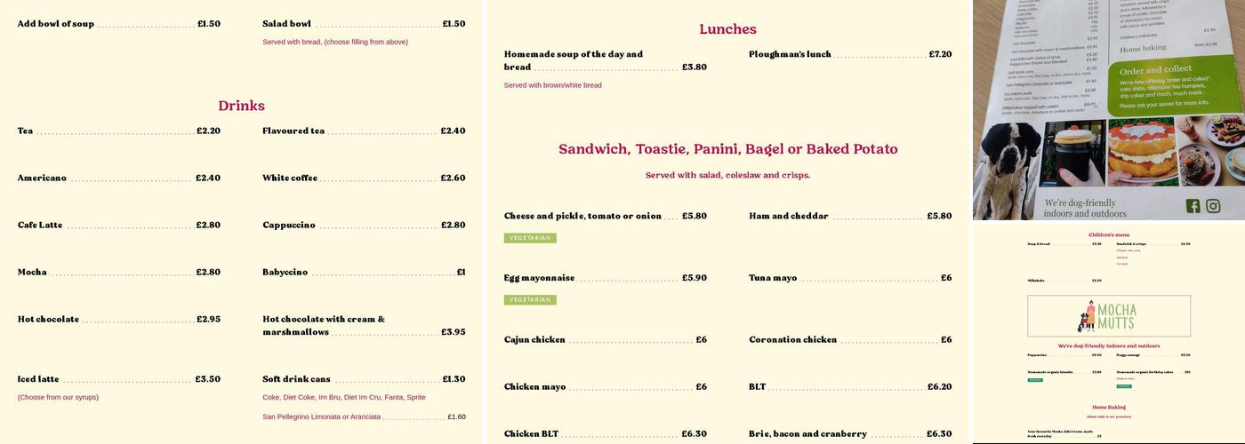 Mocha Jak's Coffee Shop Menu