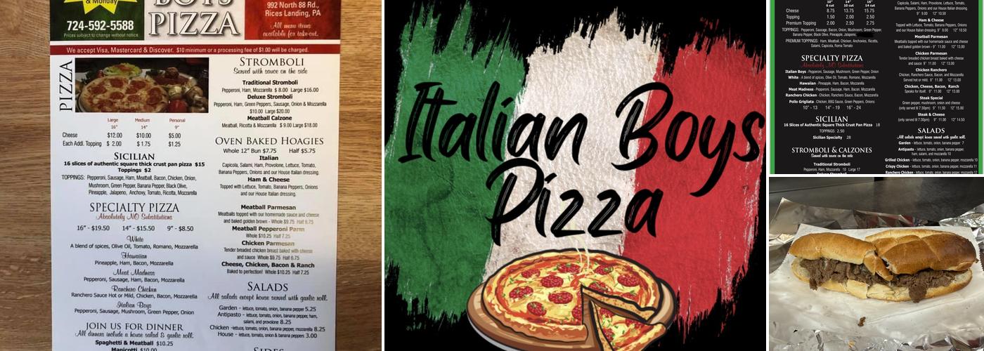 Italian Boys Pizza Menu
