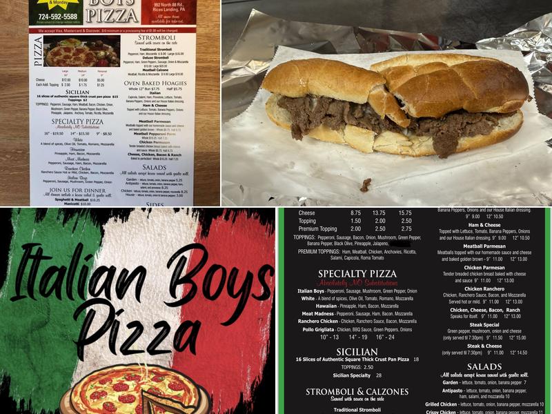 Italian Boys Pizza Menu