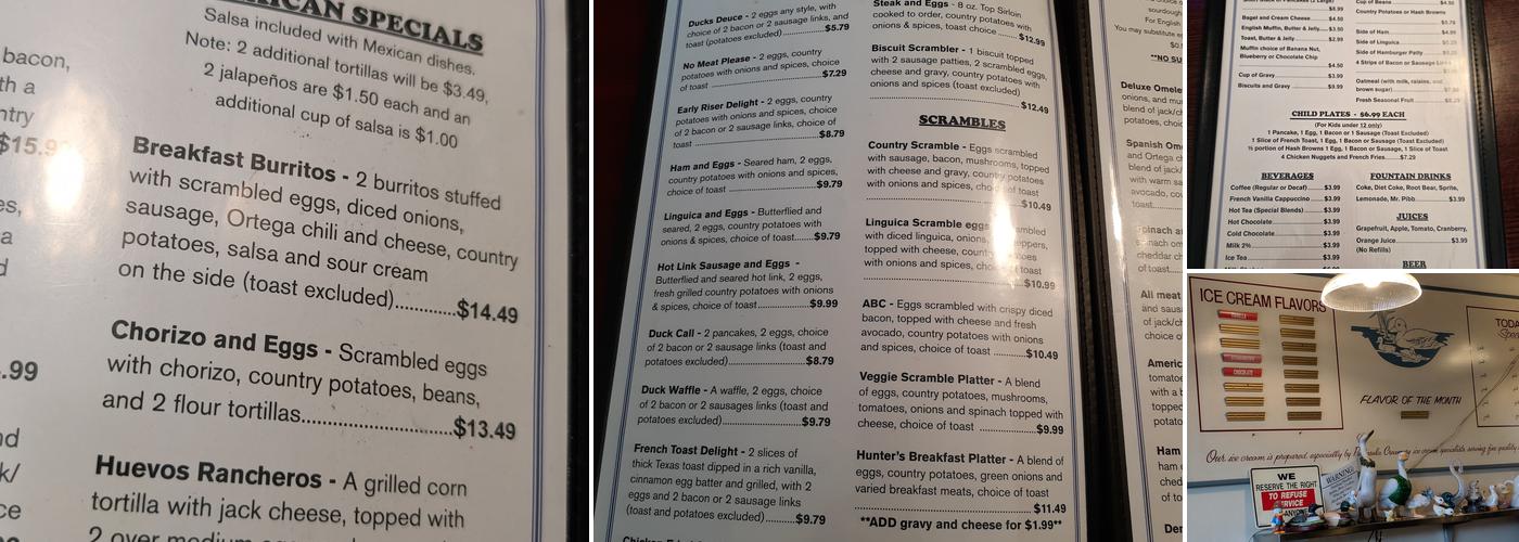 Duck Nook Restaurant Menu