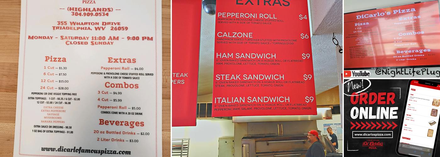 DiCarlo's Pizza - Highlands Menu
