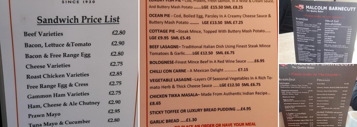 Malcolm Barnecutt Bakery Bodmin Lucknow Road Menu