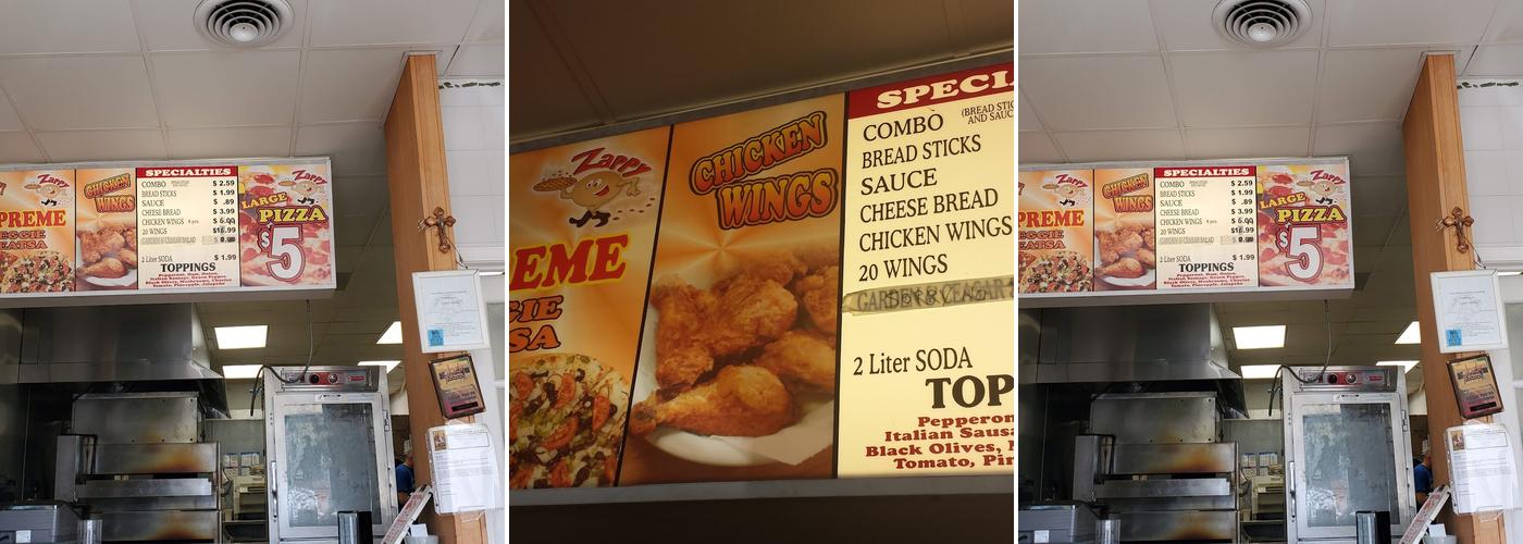 Zappy Pizza Menu