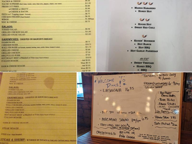 Rinky Dinks Road House Menu