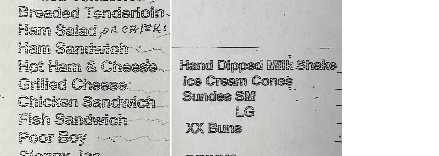 Sharp's Drive Inn Menu
