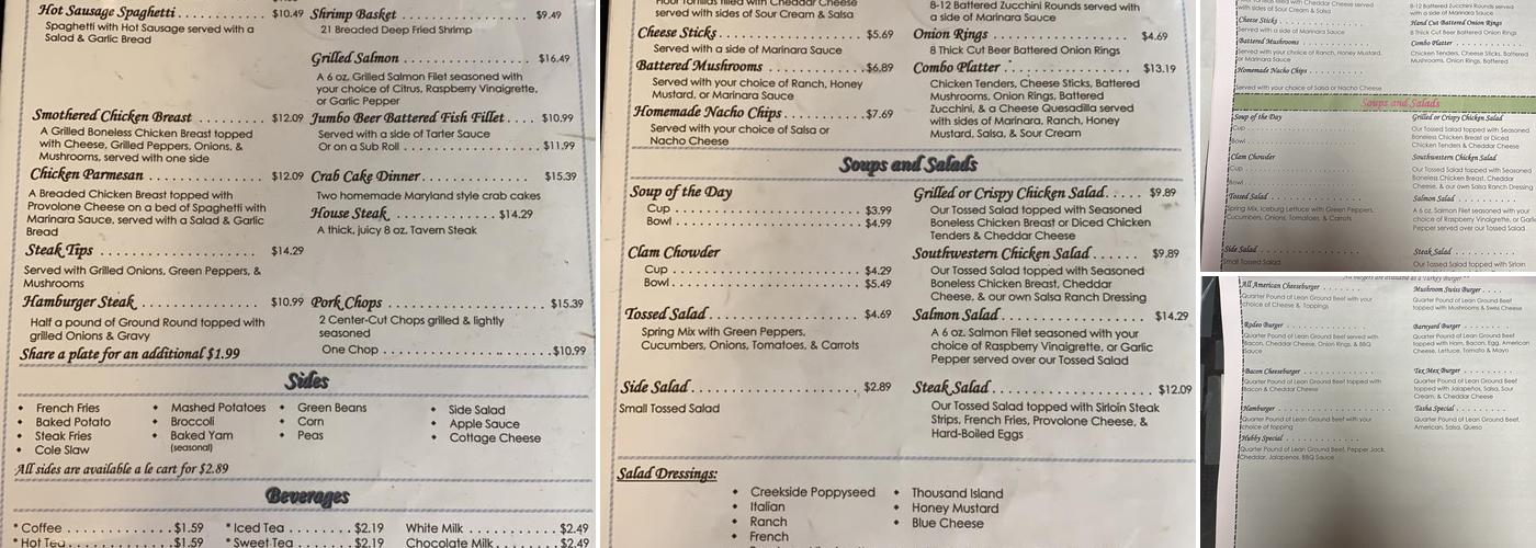 Creekside Kitchen Menu
