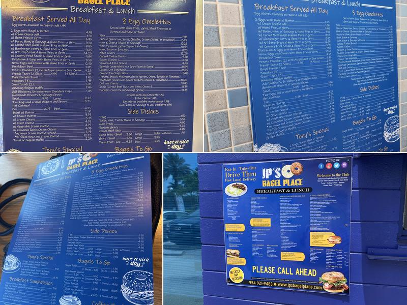 J P's Bagel Place Menu
