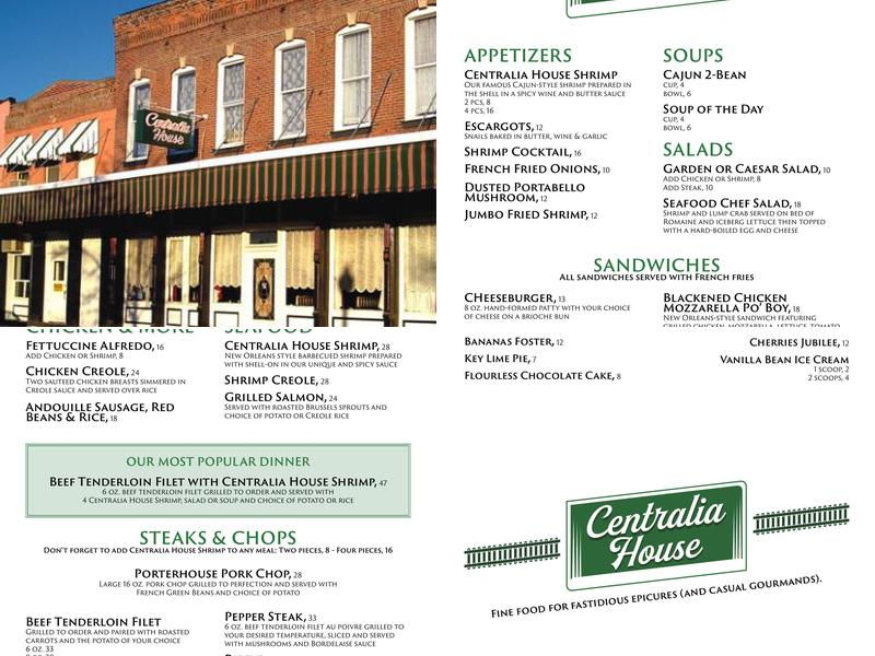 Centralia House Menu