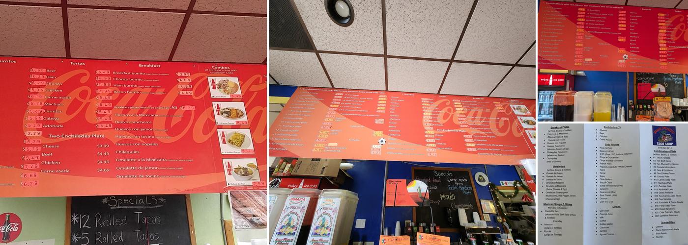 Don Pedro Taco Shop Menu