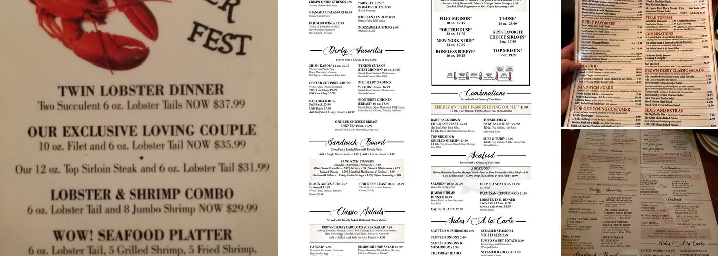 Brown Derby Lyndhurst Menu