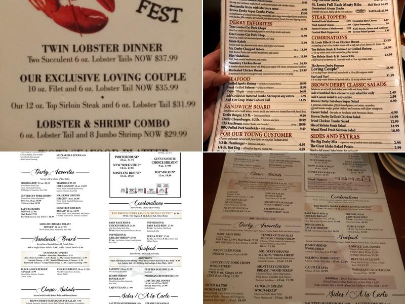 Brown Derby Lyndhurst Menu