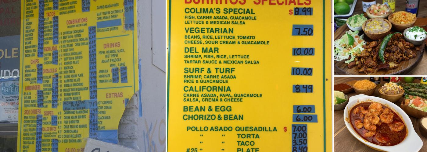Colima's Mexican Food Menu