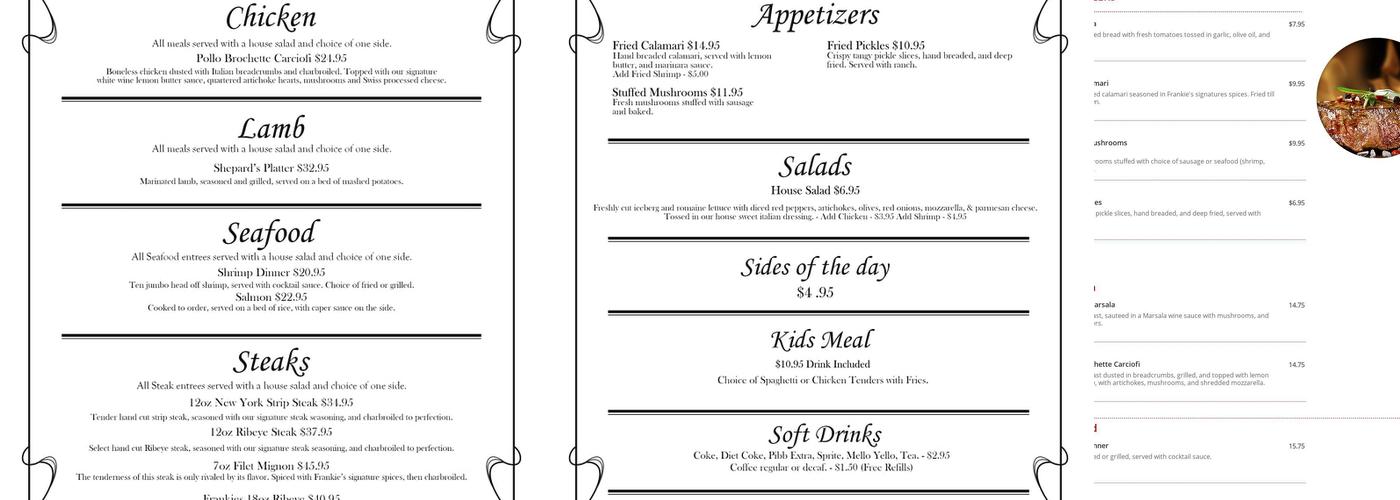Frankie's Menu