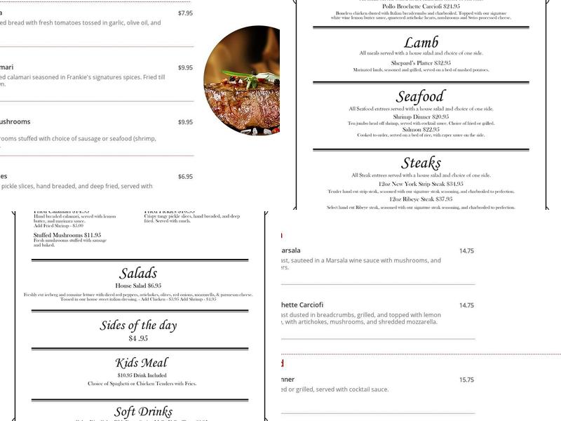Frankie's Menu
