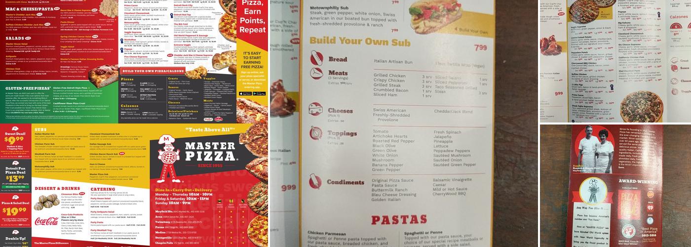 Master Pizza Menu
