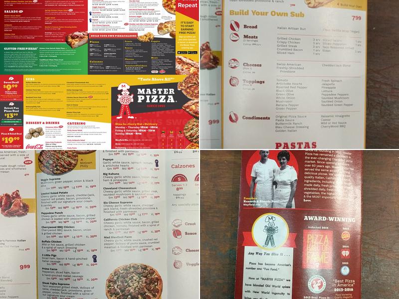Master Pizza Menu