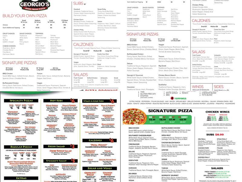 Georgio's Oven Fresh Pizza Co. Menu