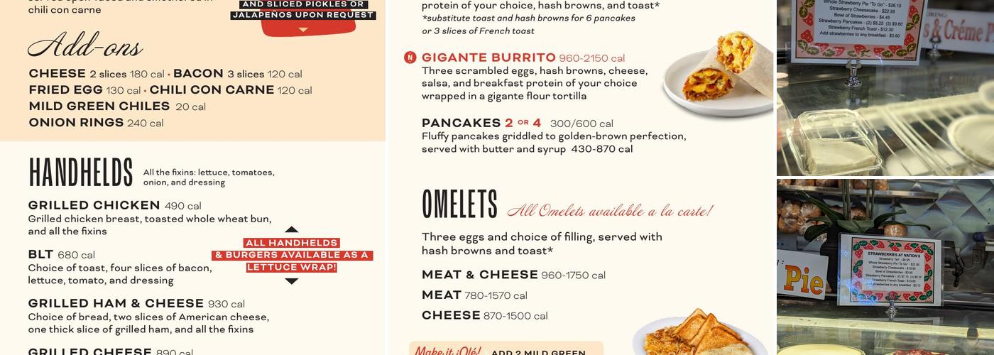 Nation's Giant Hamburgers & Great Pies Menu