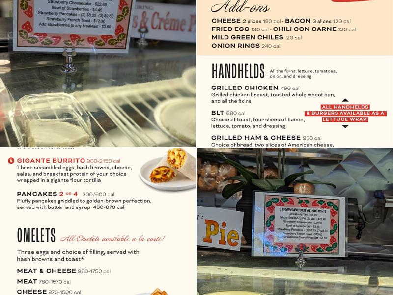 Nation's Giant Hamburgers & Great Pies Menu