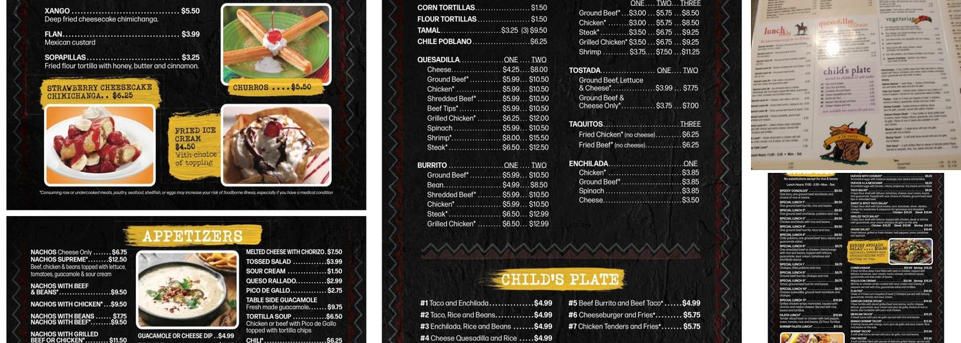 El Chile Bravo Menu