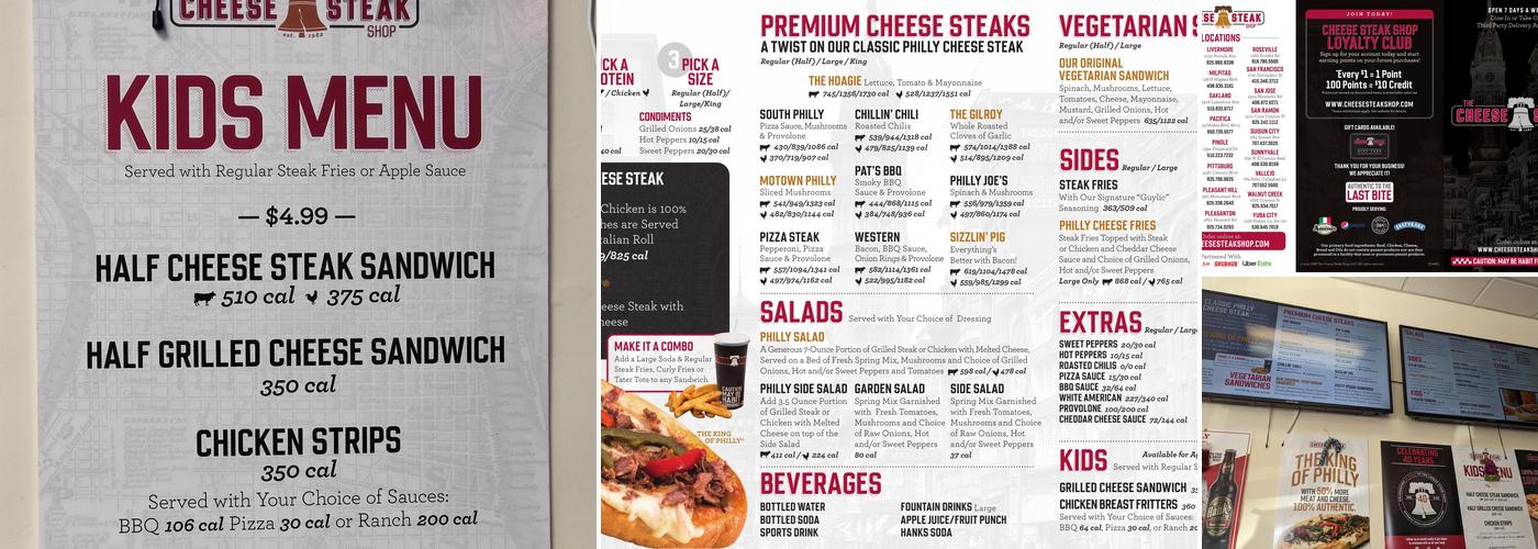 Cheese Steak Shop Menu