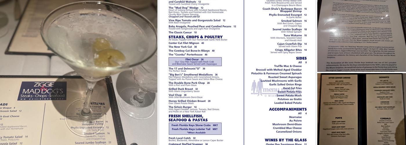 Ziggie & Mad Dog's Menu