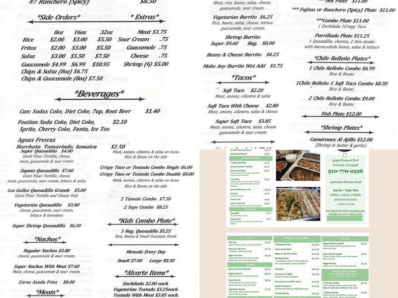 Taqueria Zapata Menu