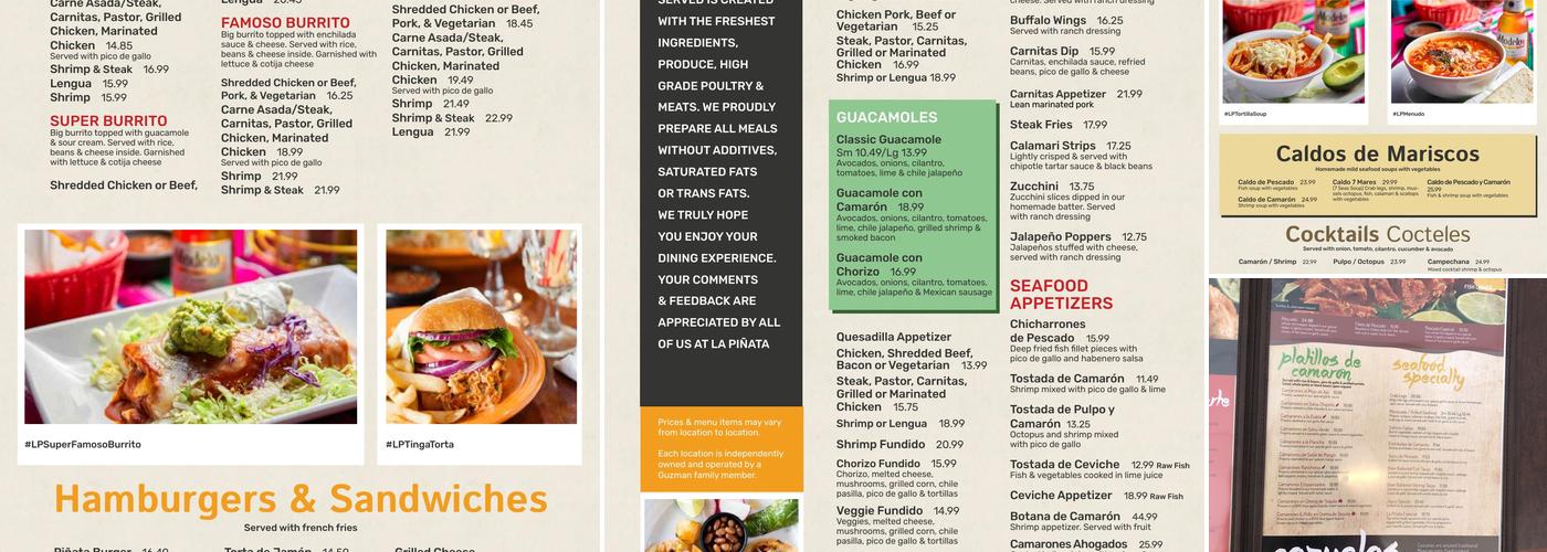 La Piñata Fremont Menu