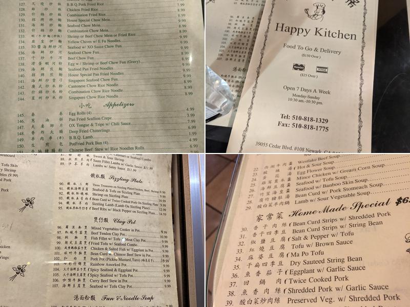 Happy Kitchen Menu
