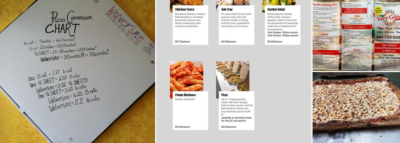 Very Good Pizza Chesterland! Menu