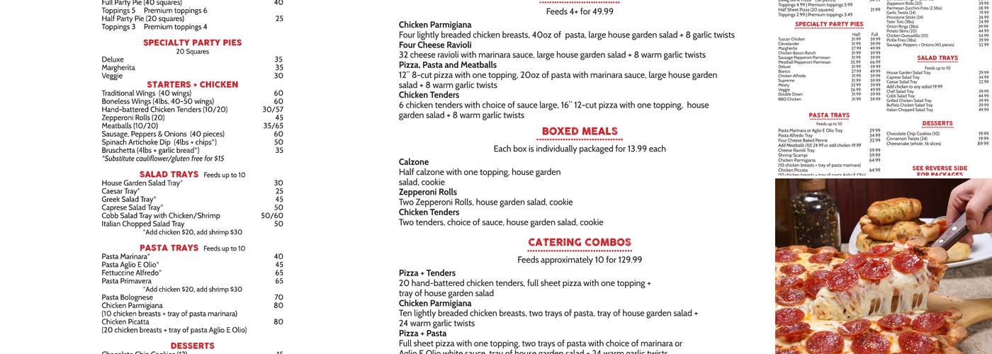 Zeppe's Tavern & Pizzeria Menu
