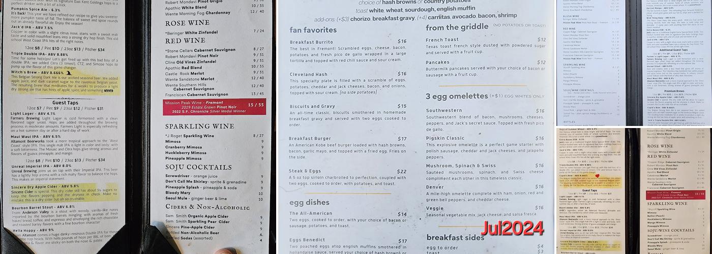 Jack's Brewing Company Menu