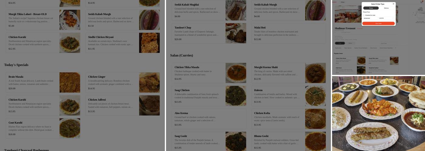 Shalimar Restaurant Menu