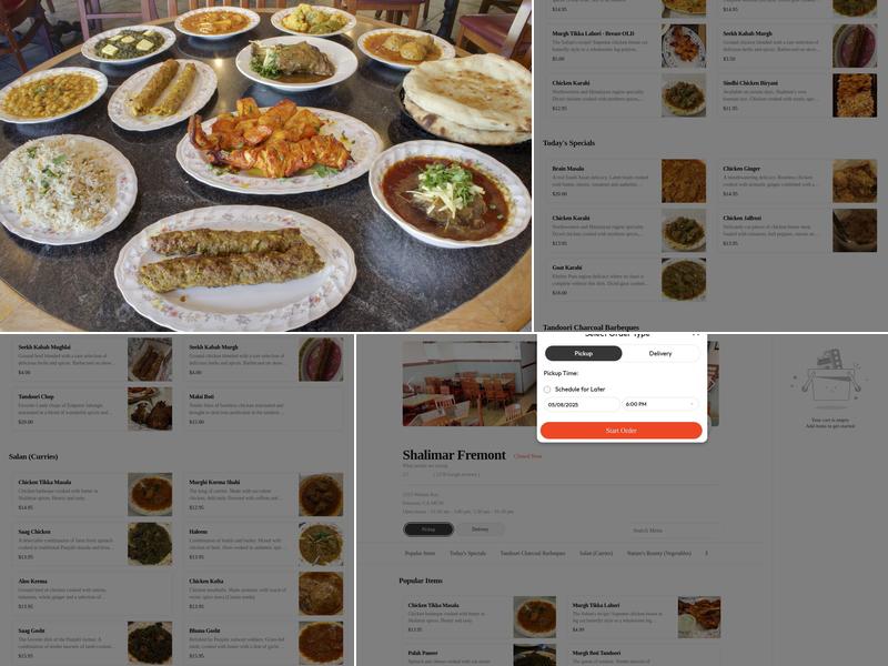 Shalimar Restaurant Menu