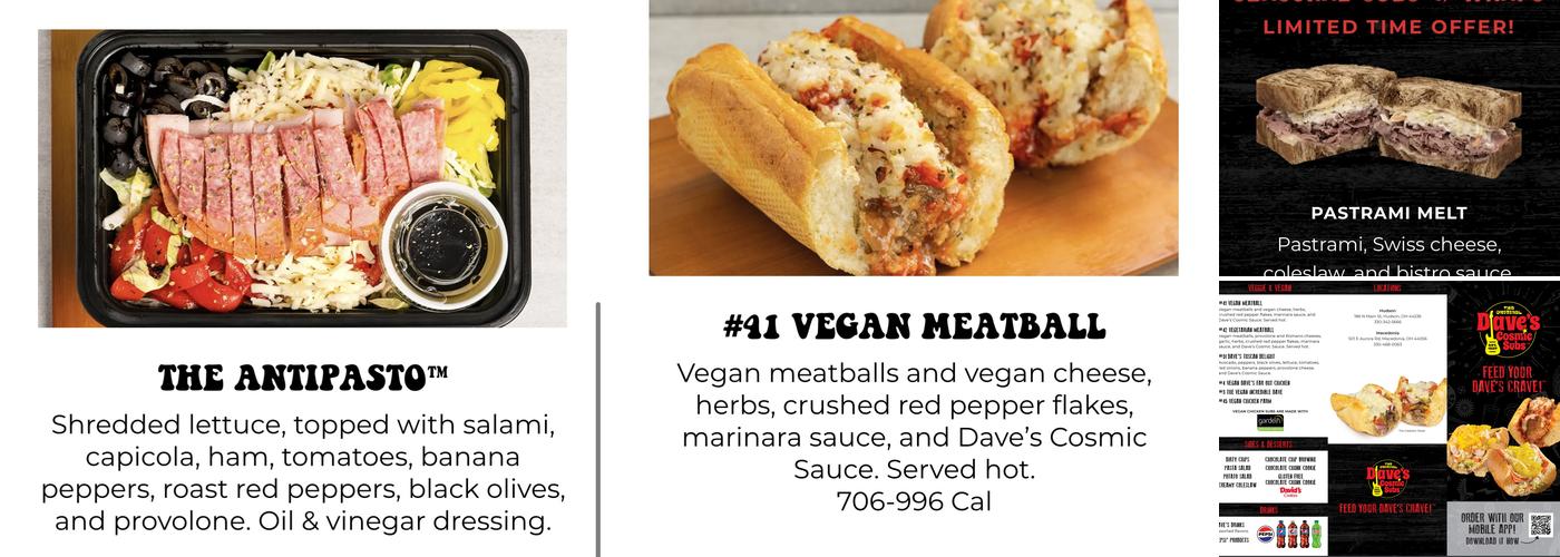 Dave's Cosmic Subs Menu