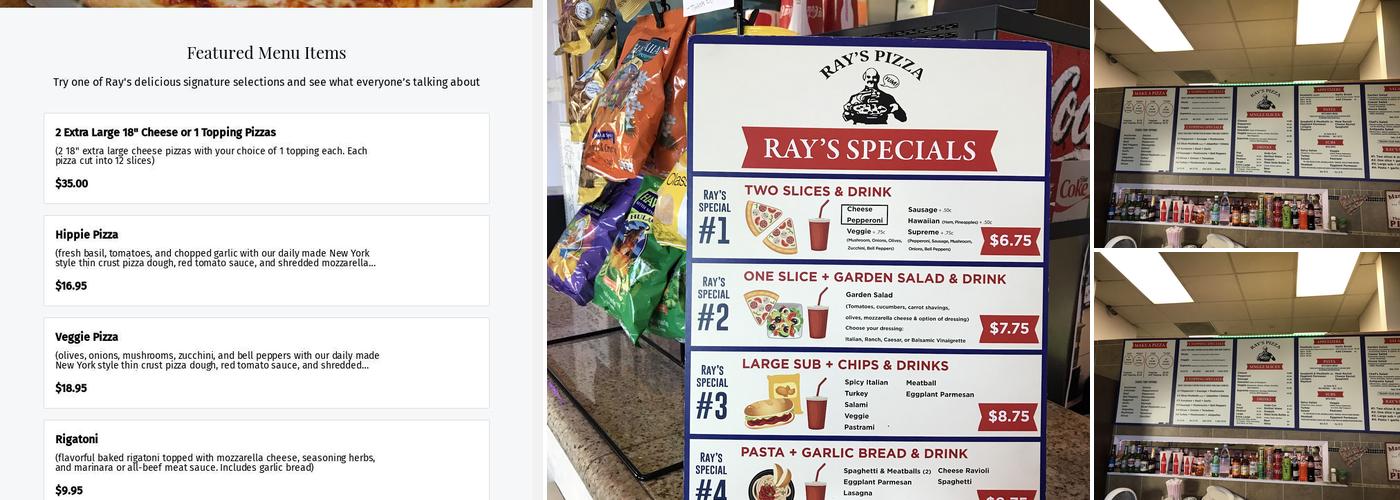 Ray's Pizza Menu